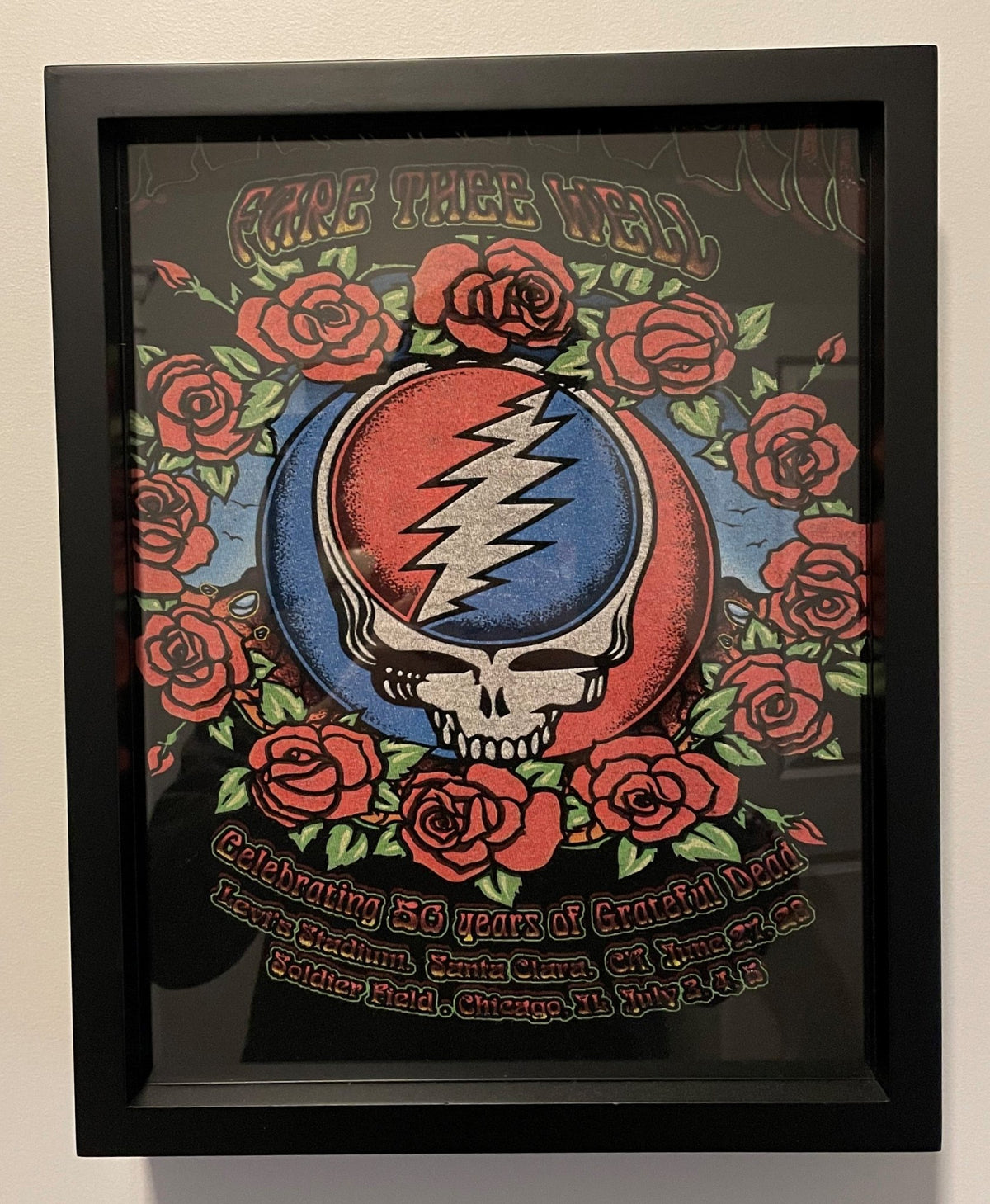 Grateful Dead Fare Thee Well T-Shirt Framed and Displayed in a Shart Original T-Shirt Frame