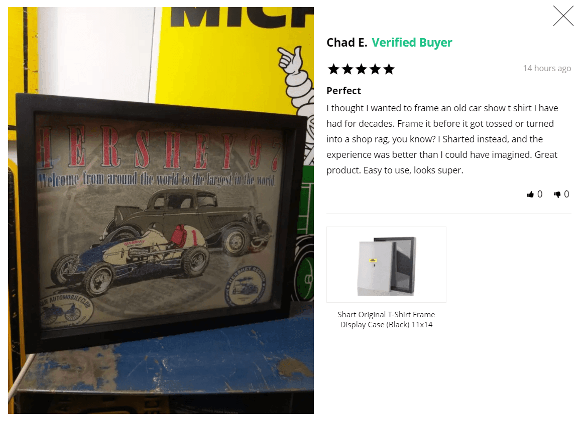 Classic Car Show T-Shirt Displayed in a Shart Original T-Shirt Frame with a Five Star Review